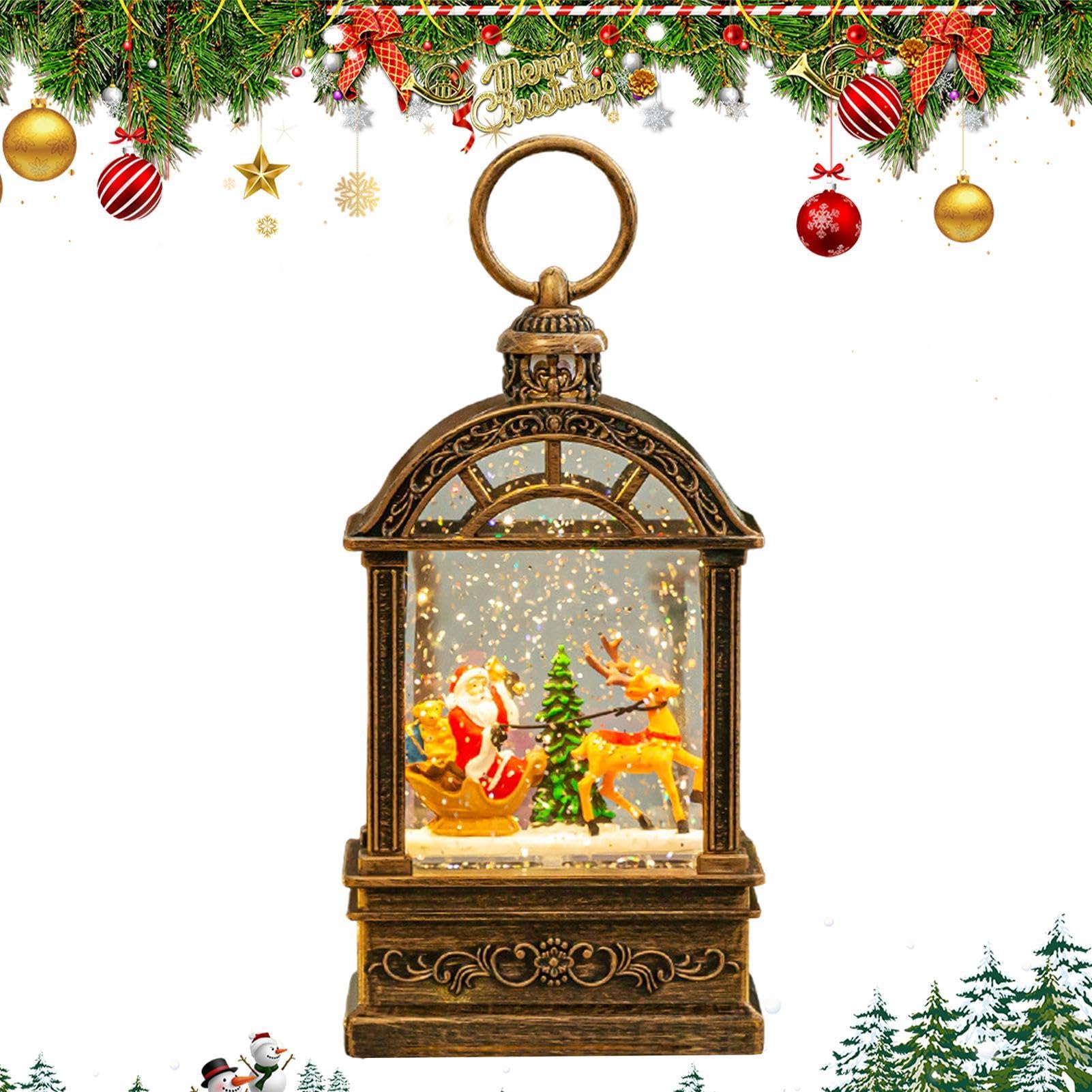 Christmas Snow Globe Lantern - Swirling Glitter Lantern With Music, LED Lights | Battery-Powered Tabletop Ornament, Festive Holiday Decoration, Perfect Christmas Decoration, Ideal Giftt For Home Decor