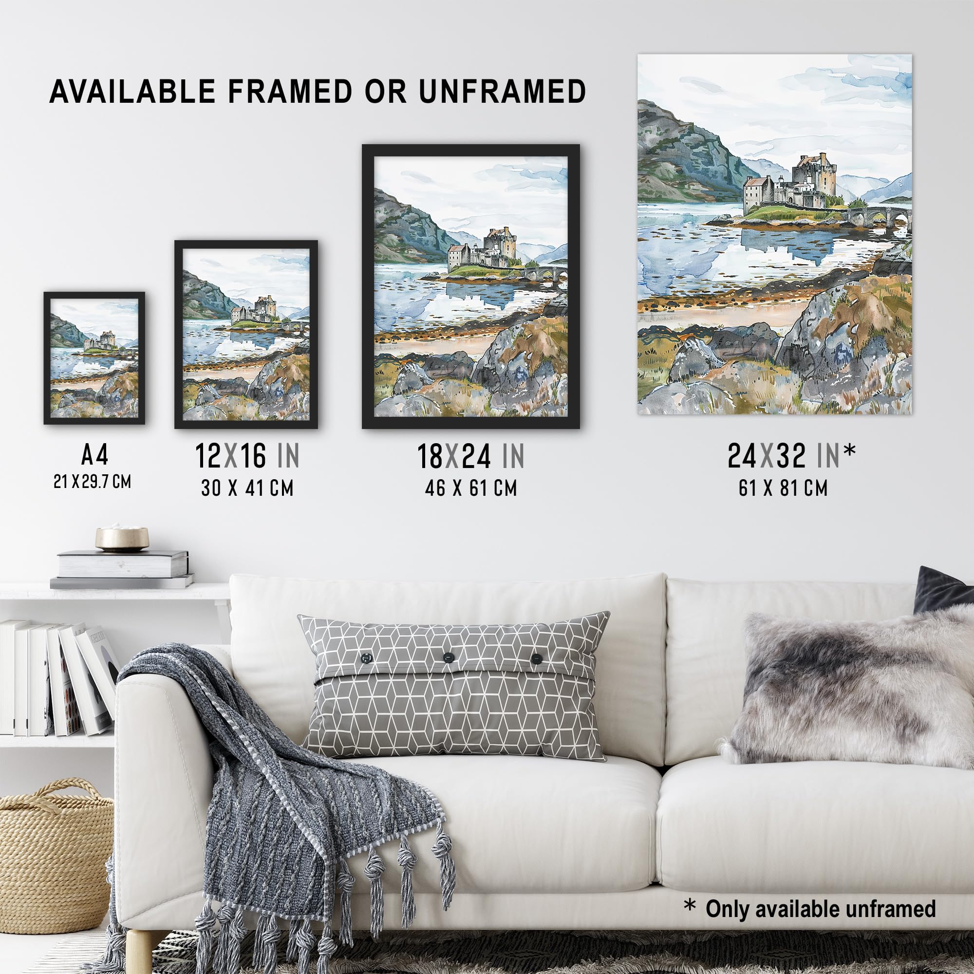 Artery8 Eilean Donan Castle Loch Lake Scotland Landscape Living Room Extra Large XL Wall Art Poster Print - Image 3