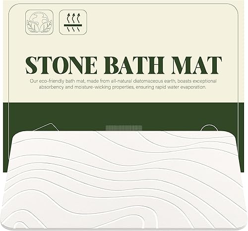 Tapete de baño de piedra, tierra de diatomeas, antideslizante, súper absorbente, de secado rápido, tapete de baño de piedra de diatomita para baño,