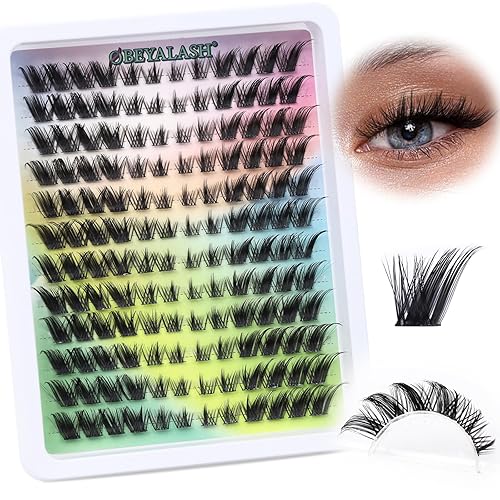 Obeyalash Cat Eye Cils Individuels Extension Cils Naturel Fox Eye Lashes 144pcs Cluster Lashes Wispy Eyelashes C Curl Lash Clusters Extension De Cil Faux Cil Extensions DIY at Home - fox eye cluster lashes-144pcs