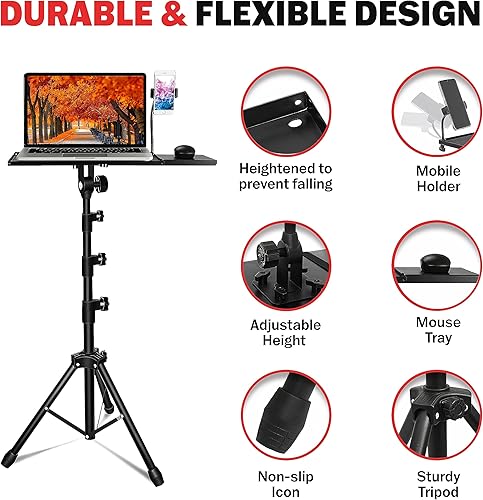 Miniatura 5 de Soporte para proyector WTC de cuello de cisne ajustable en altura para teléfono y laptop