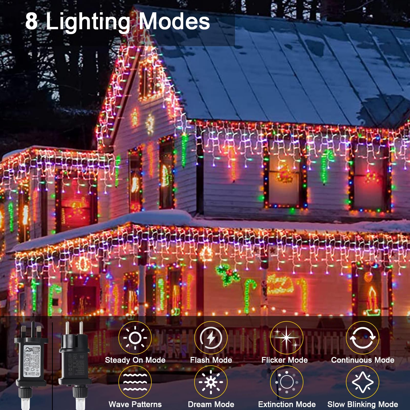JIMACRO 5M/16.4FT Icicle Christmas Lights, 32pcs Icicle Fairy Lights - Image 3