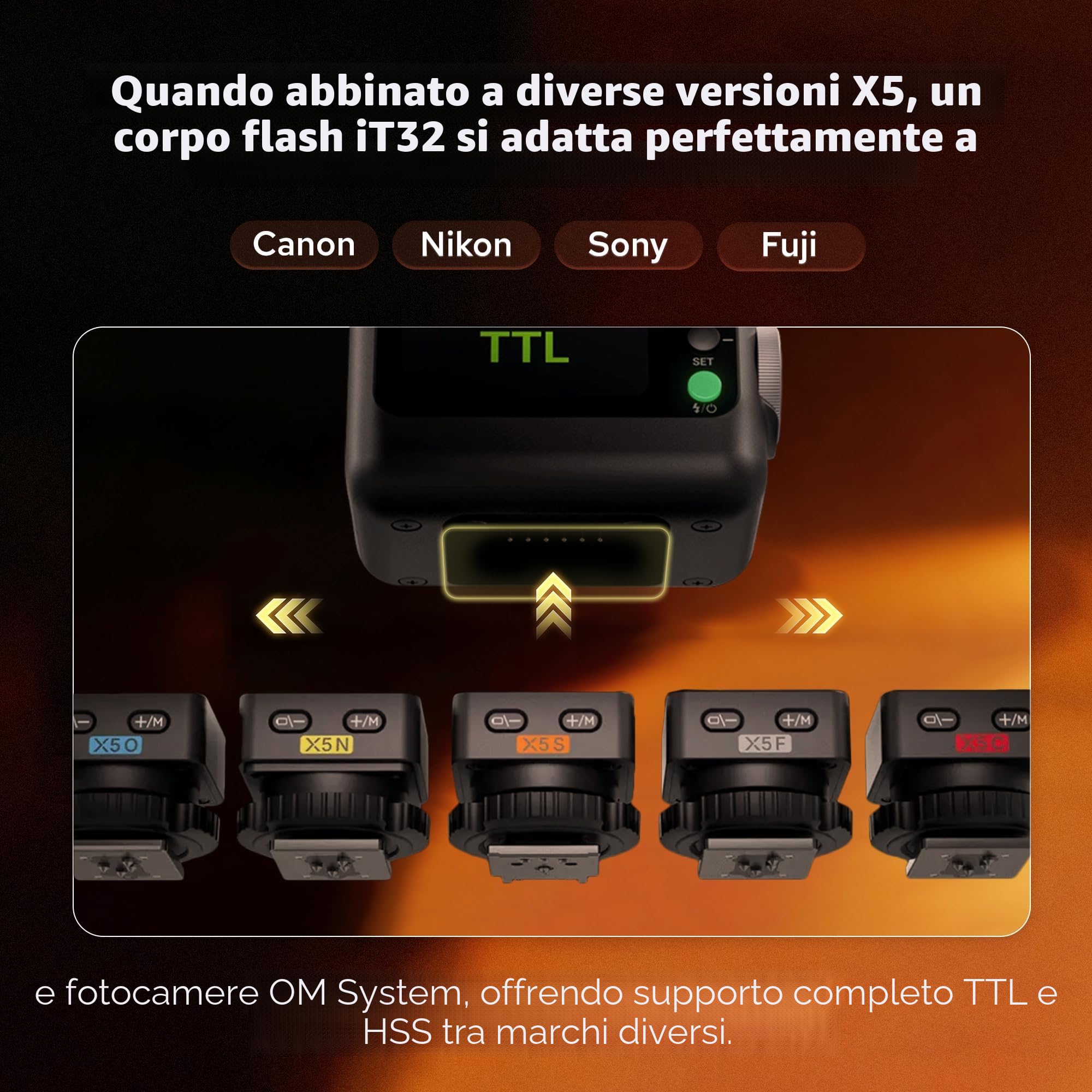Godox iT32 - Flash TTL per fotocamera e trigger flash wireless X5 N da 2,4 GHz HSS 1/8000 s GN18 con diffusore magnetico per fotocamere Nikon