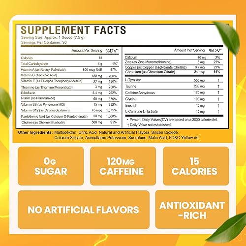 Miniatura 2 de Morning Buzz Bebida energética en polvo, mezcla de bebida Energy Boost, energía sin azúcar con antioxidantes, producto de resistencia a la nutrición