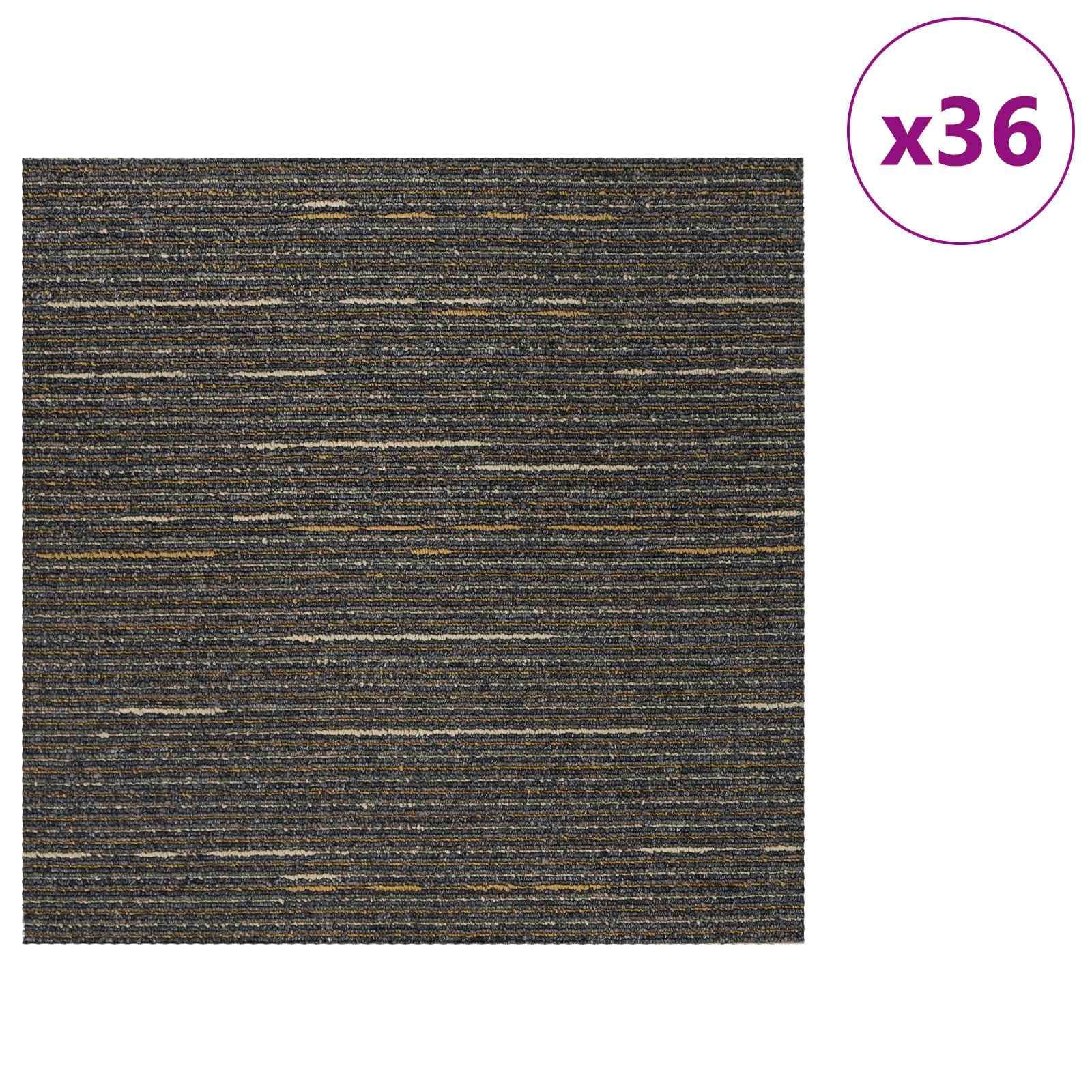 Teppichfliese Gestreift Hellbraun 50 x 50 cm 36 Stück PP Bitumen Bodenbelag mit Tritt­schalldämmung für Wohnzimmer Schlafzimmer flexible Verlegung und einfache Pflege