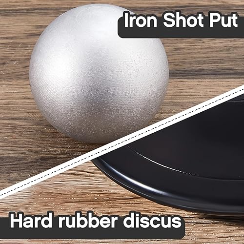 Miniatura 3 de Deekin 2 unidades de disco de goma de 2.2 lbs de tiro negro para la escuela, pista y campo, discos de hierro para niños y niñas, práctica al aire