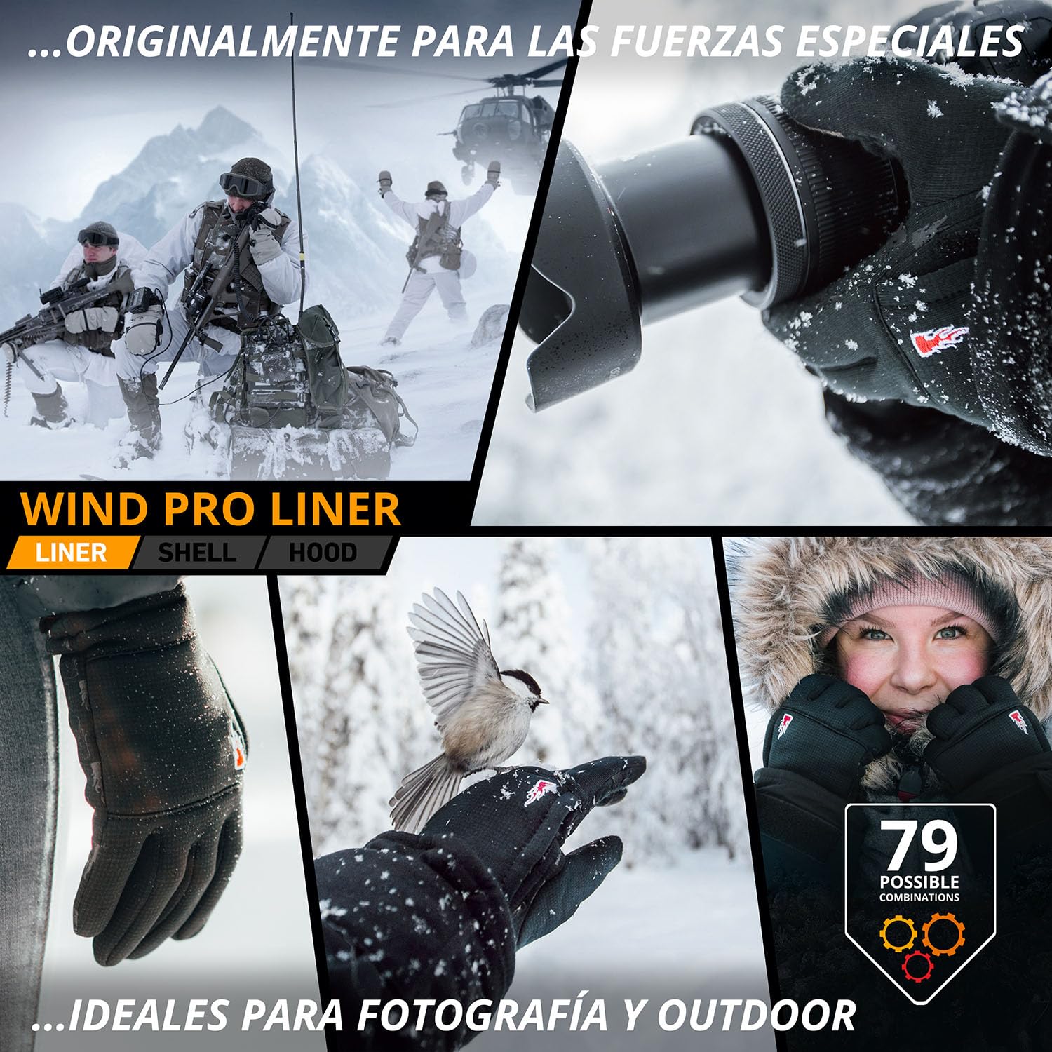 THE HEAT COMPANY – Wind Pro Liner Guantes Resistentes al Viento Guantes tactiles - Mujer y Hombre - Guantes Deporte: Guantes cálidos de Invierno para Ciclismo y Correr
