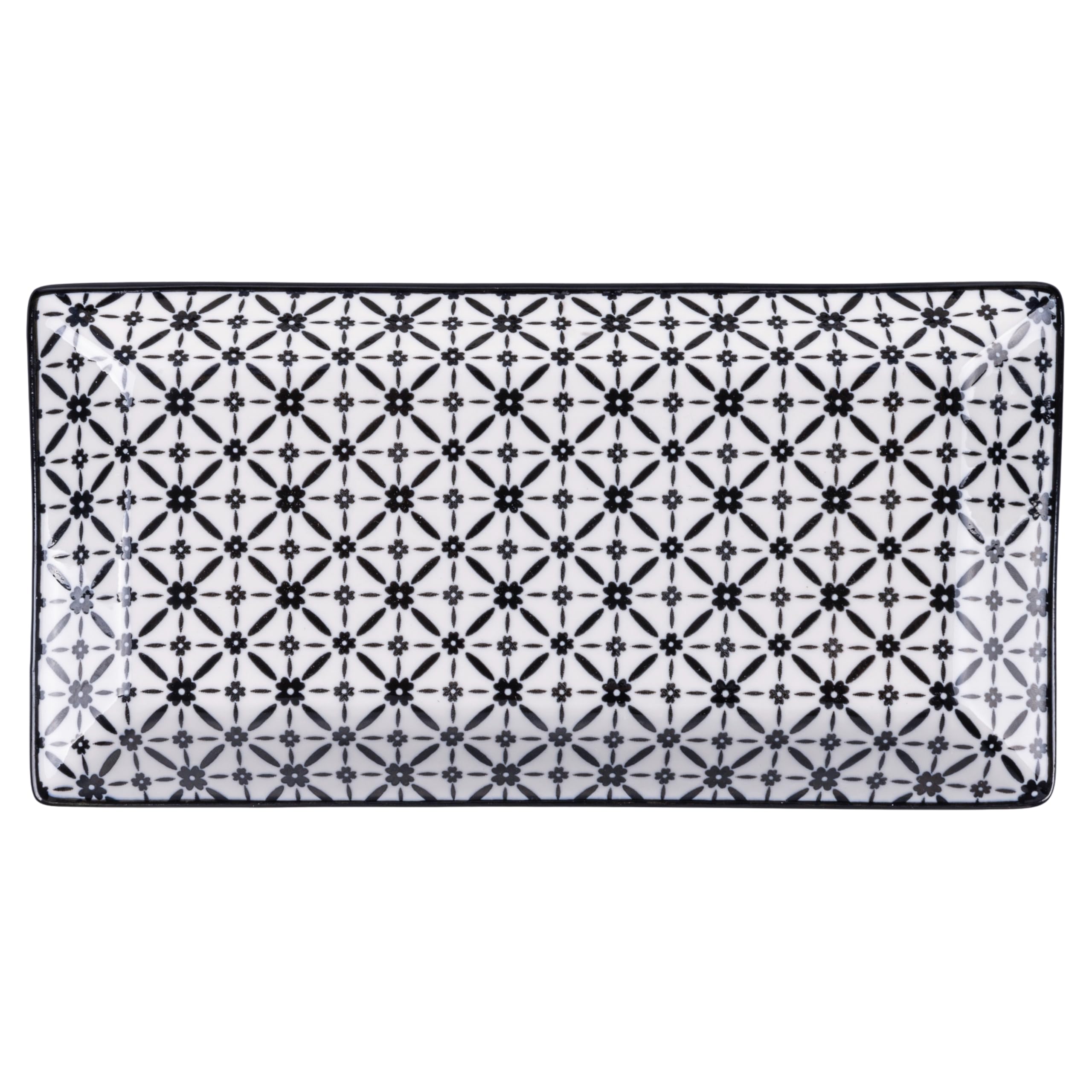 Villa d'Este Home Tivoli 1996 Confusion - Juego de 6 platos rectangulares de gres, 24 x 12 cm, decoración geométrica