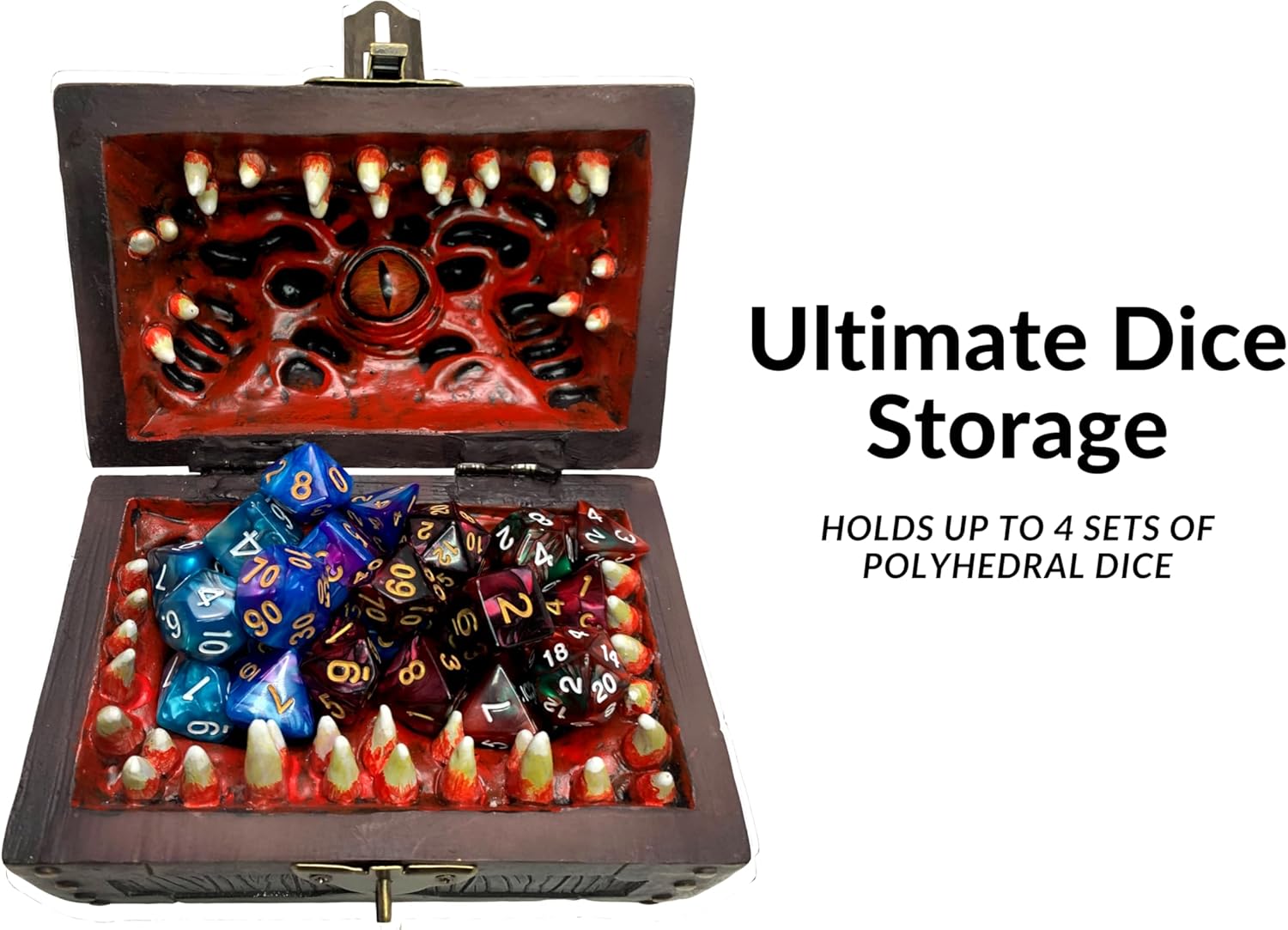 DND Dice Storage & Jail Bundle | Mimic Chest Vault with Lock & Key + Squishy Gelatinous Cube Dice Jail | Fun RPG Accessories for Dungeon Masters & TTRPG Players | Holds 4 Sets + Free Die