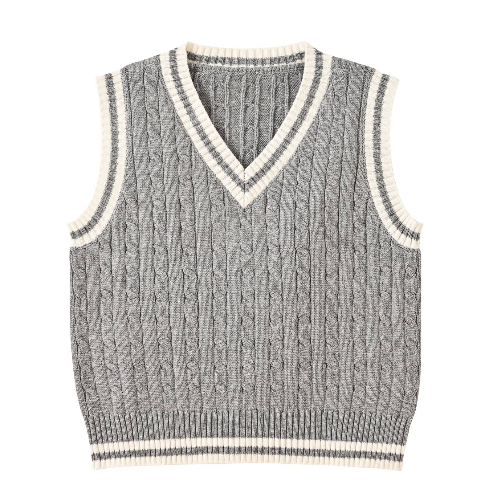 Women's Sweater Vest,Y2K Sleeveless Pattern Preppy Style Knitted Crop Tank Top for Girl