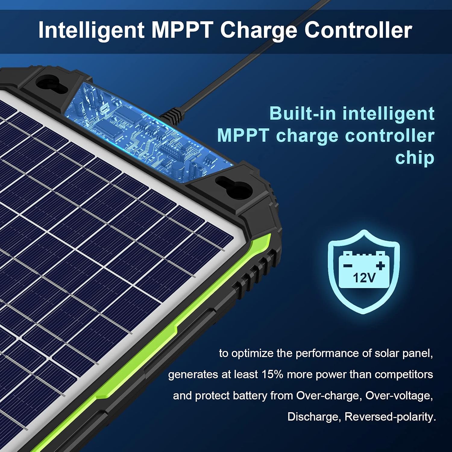 Uр Tо 50% оƒƒ 10W 12V Solar Battery Charger & Maintainer, Waterproof Solar Panel Trickle Charger, Built-in Intelligent MPPT Charge Controller for Car, Boat, RV, Marine, ATV, Trailer, Powersports, Snowmobile