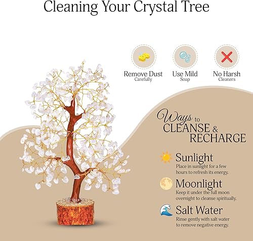 Miniatura 8 de YATSKIA Árbol de cristal de cuarzo transparente para decoración del hogar, árbol de piedras preciosas hecho a mano para energía positiva, regalos de