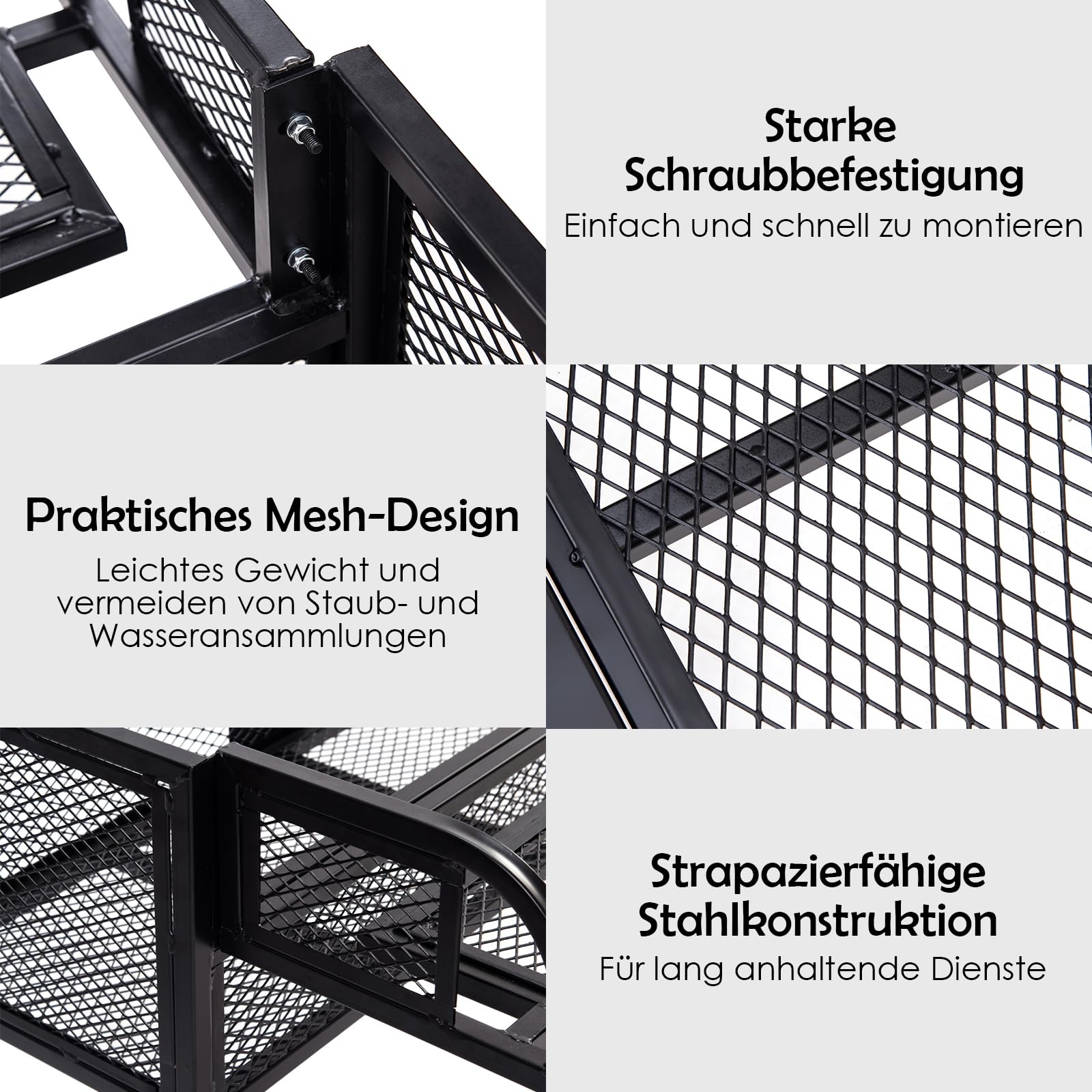 COSTWAY Frachtkorb für ATV/UTV, Universeller Heckträger mit Mesh-Design, 104 x 67 x 31,5 cm
