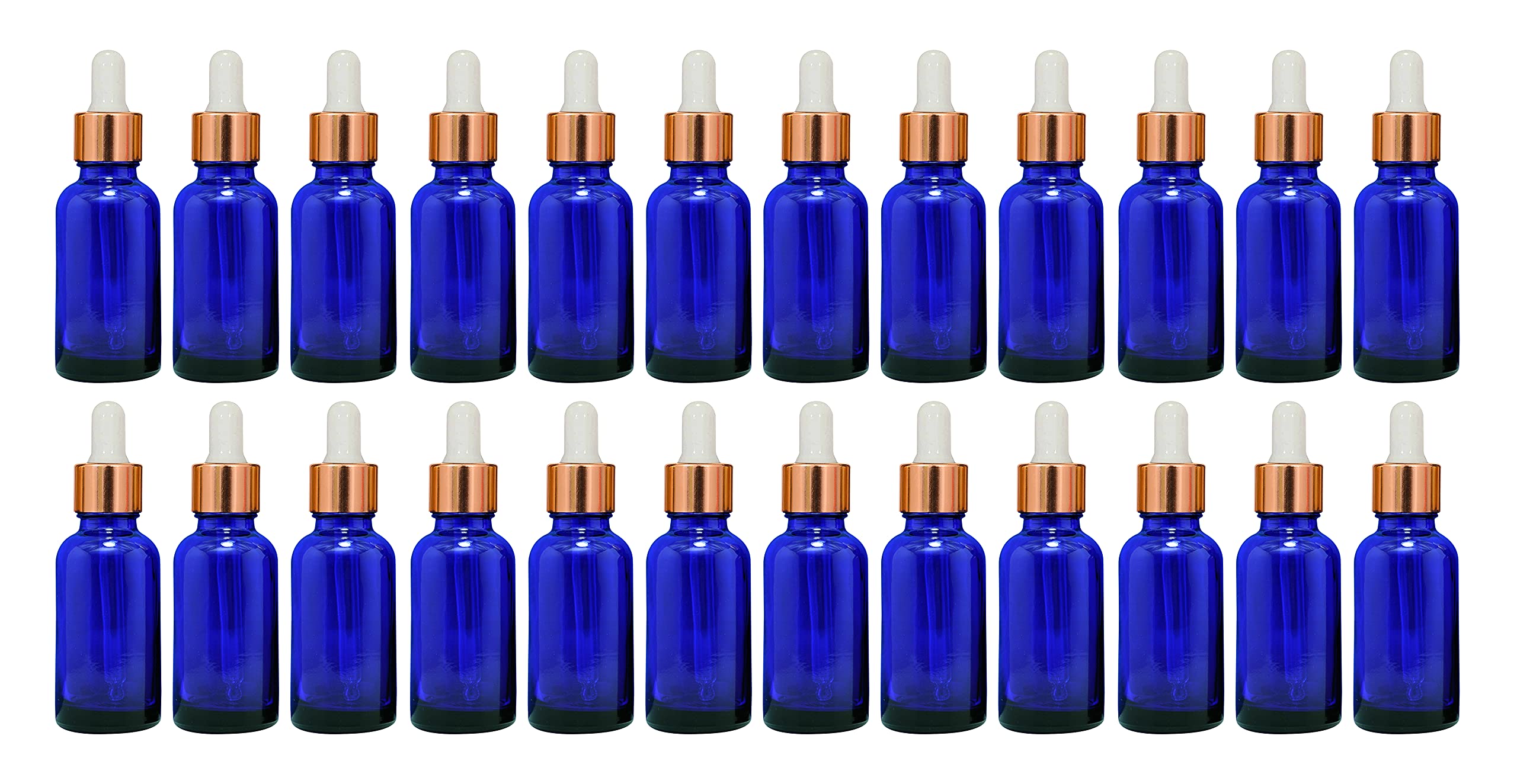 nsb herbals 30 ML Blue Round Empty Glass Bottle + Glass Dropper + Gold Ring + White Silicone Teat, Refillable, Reusable, Leak Proof For Essential Oils, Perfumes (Pack Of 24)-image-49