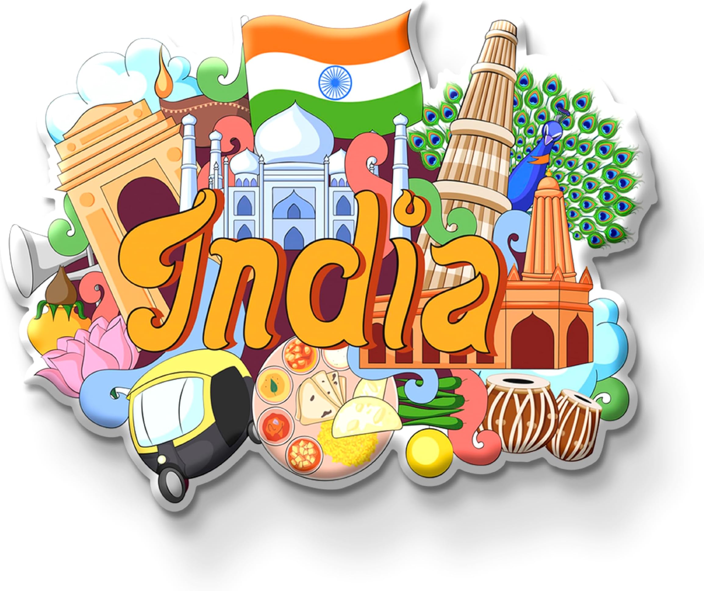 India Country Theme Souvenir Wooden Fridge Magnet for Refrigerator - India Printed Stylish Magnet for Fridge Decoration