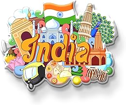 Nivaraprint India Country Theme Souvenir Wooden Fridge Magnet for Refrigerator - India Printed Stylish Magnet for Fridge Decoration