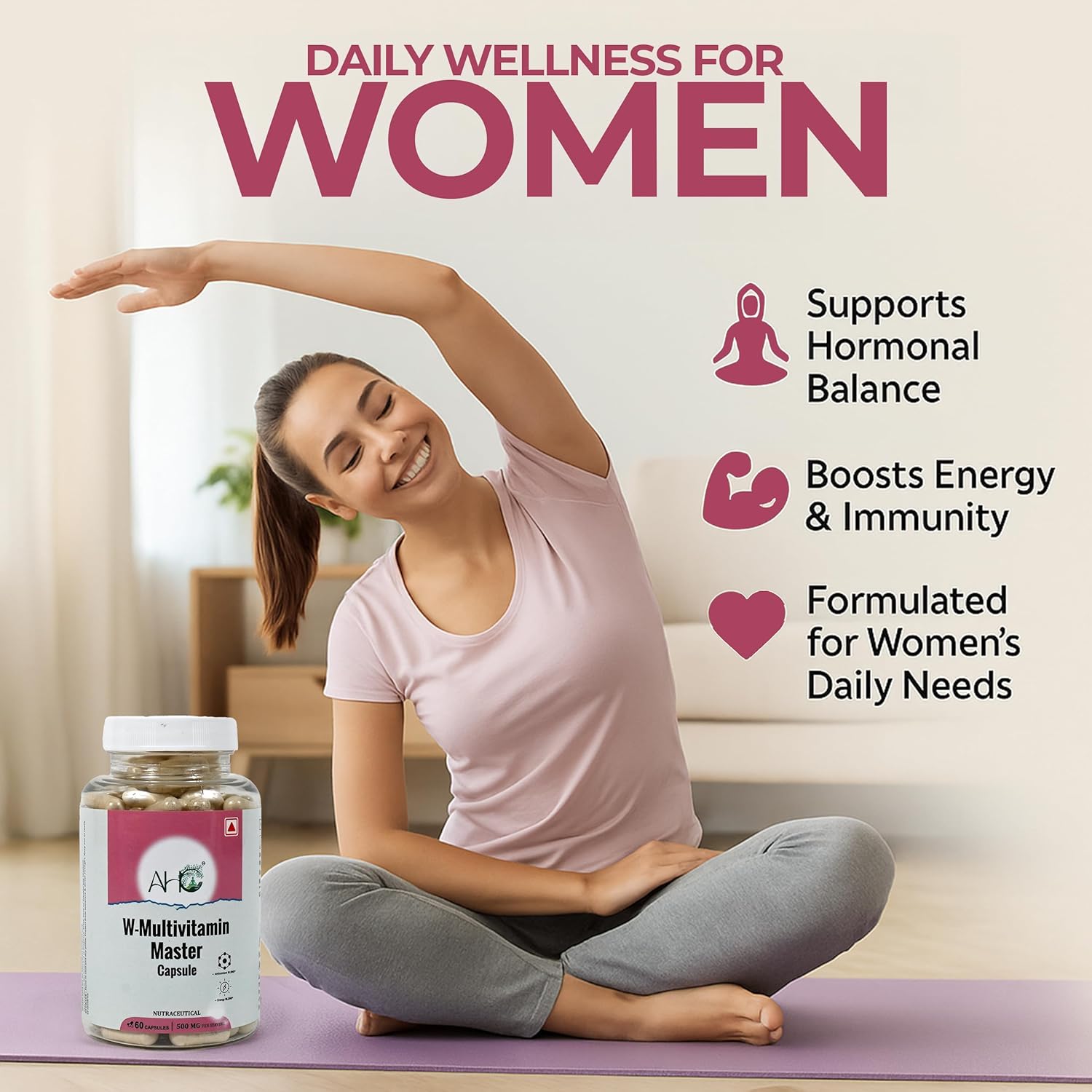 AVHC Women's Multivitamin Master 500mg - 60 Capsules | Complete daily neutraceuticals with vitamins required for energy, joints, skin, hair and immune support AVHC Women's Multivitamin Master 500mg - 60 Capsules | Complete daily neutraceuticals with vitamins required for energy, joints, skin, hair and immune support