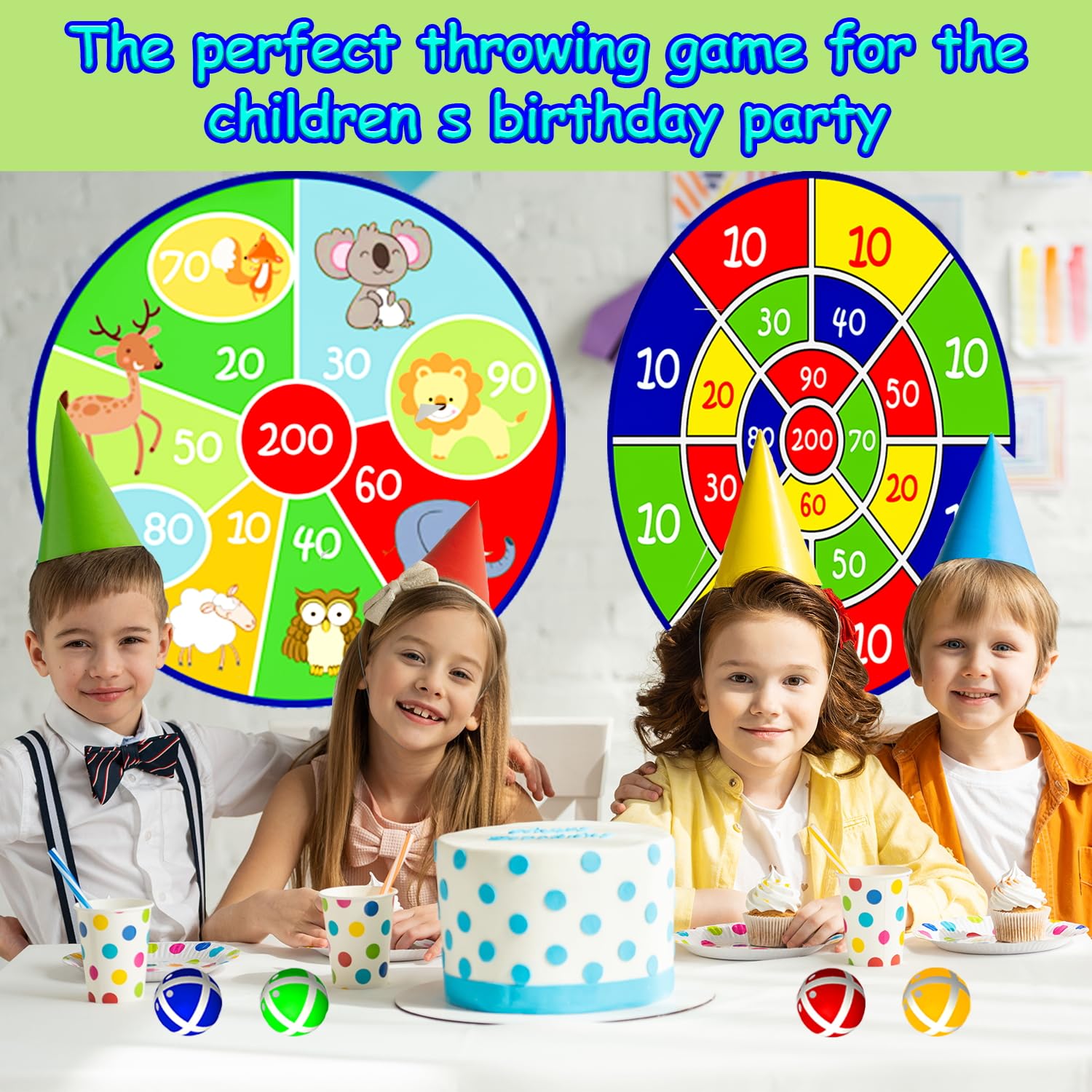 Lbsel 25.5" Grande Bersaglio per Freccette per Bambini con 12 Palline adesive per Interni ed Esterni, Divertente Gioco per Feste, Idee Regalo per Ragazzi e Ragazze 3 4 5 6 7 8 9 10 11 12 Anni(65cm)