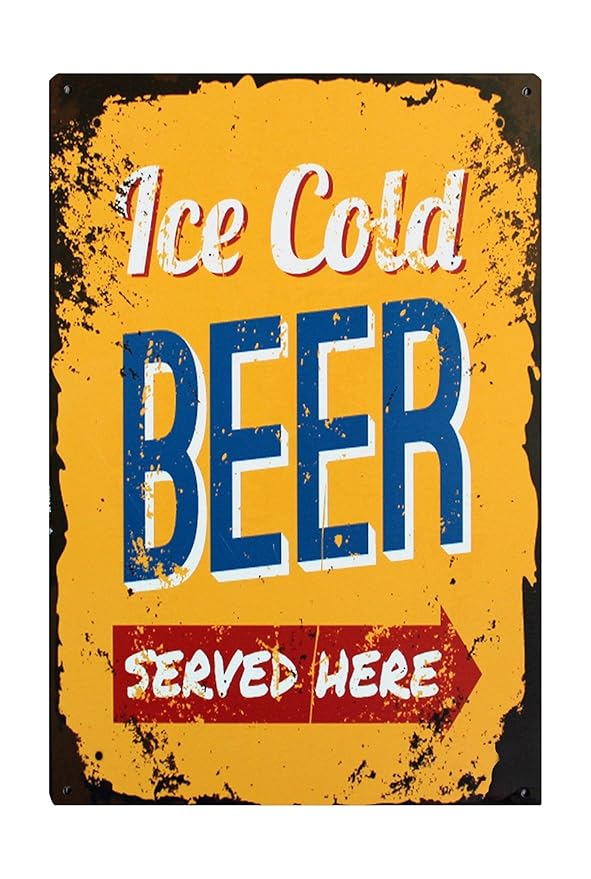 Sehaz Artworks Home Decor Items | living Room Decorative Items | Wall Decor | Room Decor | BeerServedHere' Rust Looks Wall Sign for Wall Decoration Tin Sign (MDF, 30 cm x 20 cm x 0.3 cm)