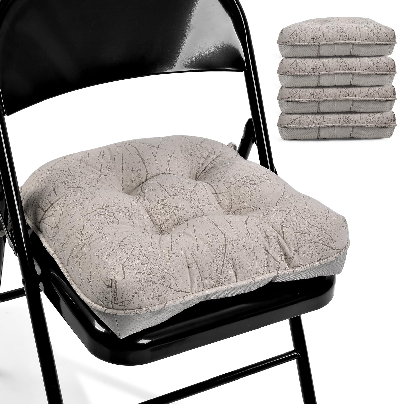 Glyzia Marble Pattern 3 Chair Cushion for Dining Chair Filling Bite-Size Memory Foam U-Shaped Seat Cushions for Kitchen