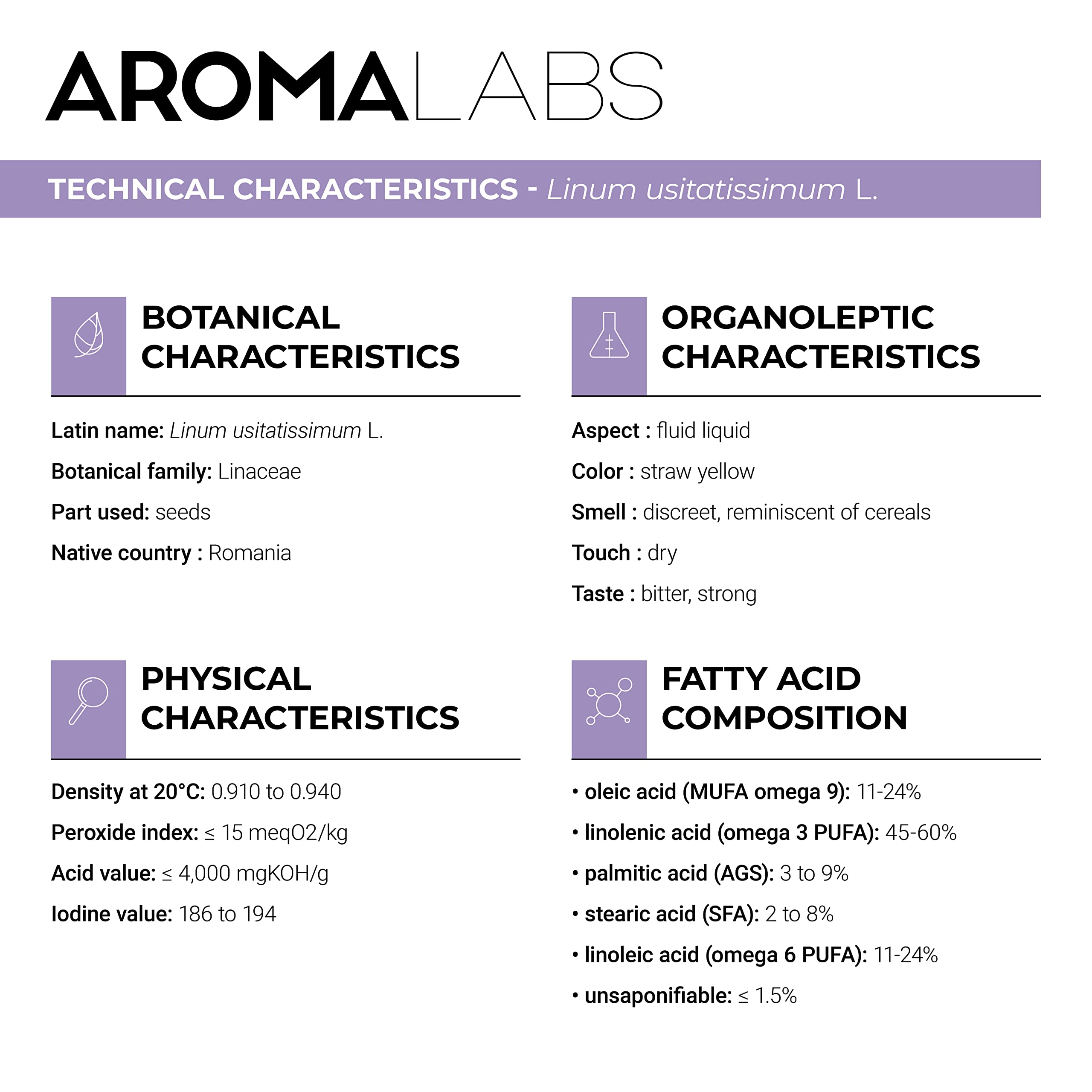 ORGANIC - LINSEED Oil - 50mL - 100% Pure, Natural, Cold Pressed and Cosmos Certified - AROMA LABS (French Brand) - Image 3