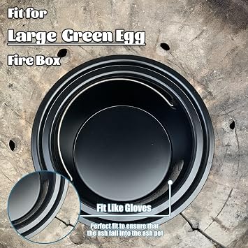 Ash Can with Folding Handle Compatible with Large Big Green Egg,Charcoal Ash Collector Must Haves Green Egg Accessories Carbon Steel Ash Pot High Temperature Resistance Kamado Ash Basket