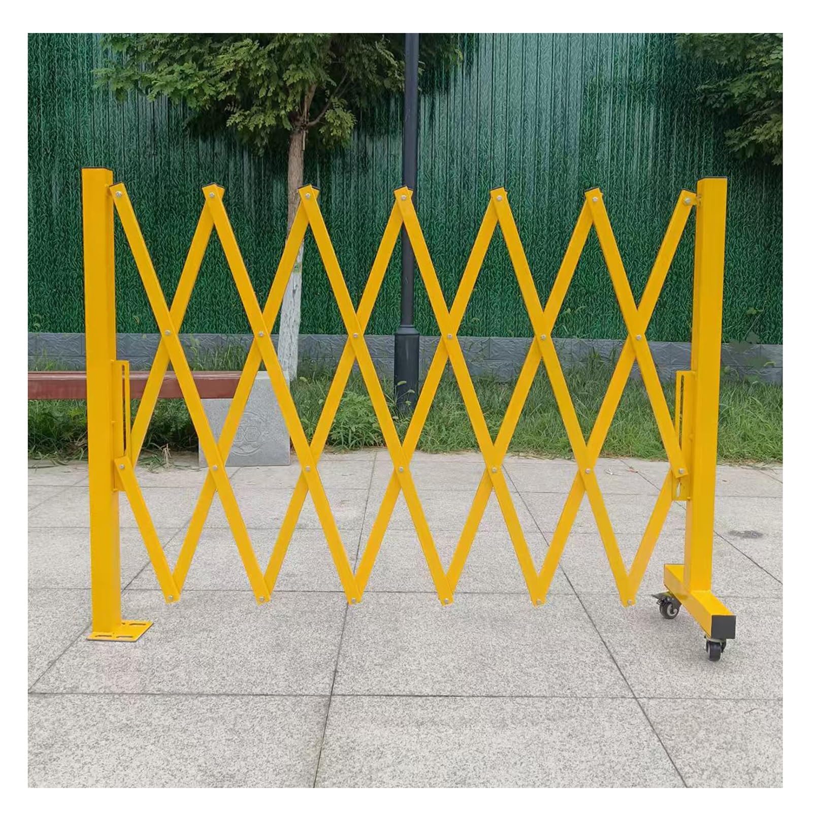Expandable Metal Folding Security Gate with WheelsRetractable Door Barrier for Industrial Traffic Control Events & Schools (Yellow 120x200cm/47.2x78.7in)