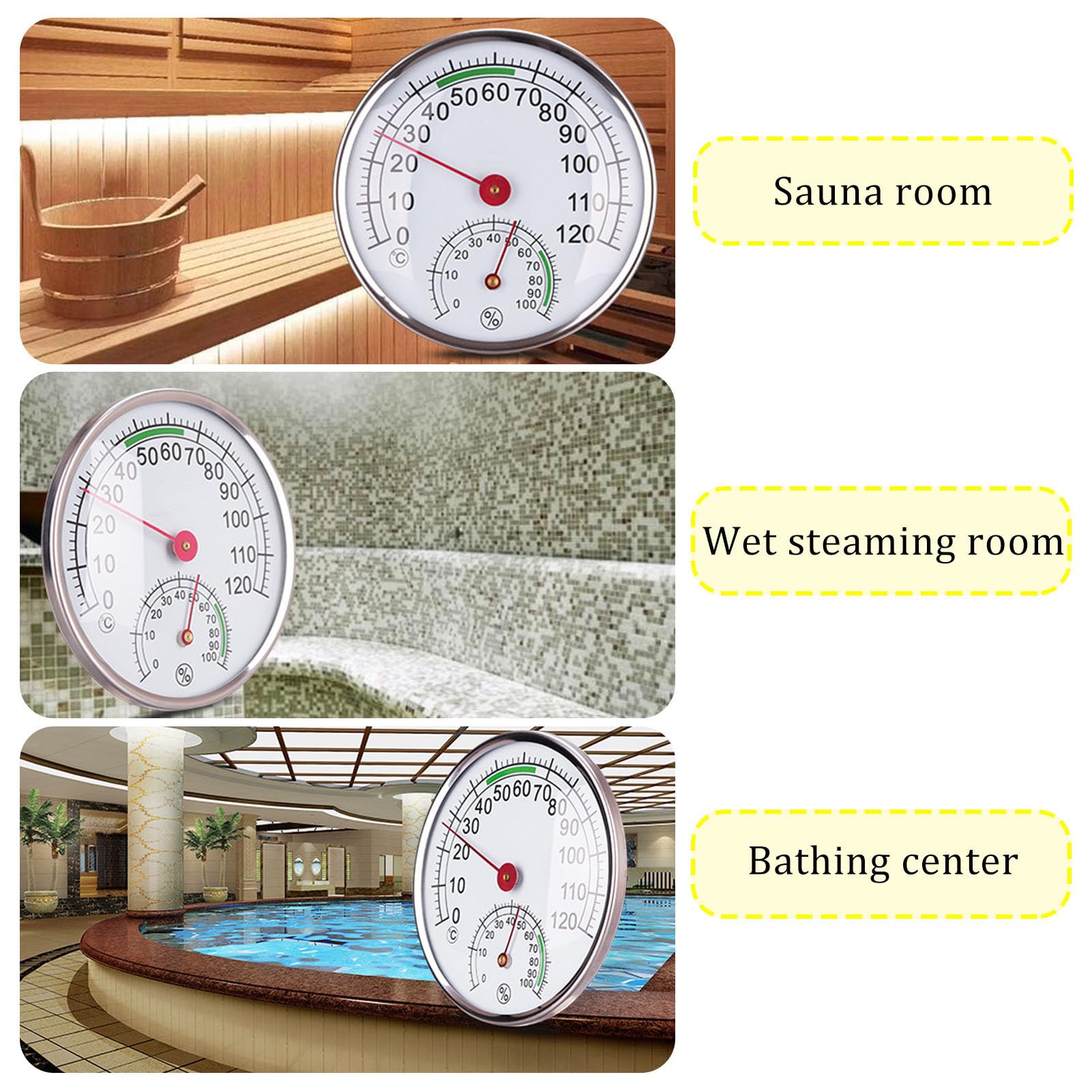 Precyzyjny Termometr I Higrometr, łazienka Z Gorącymi źródłami I Sauna, Zakres Pomiaru Wilgotności -0-100% Rh, Termometr I Higrometr Naścienny(Size:2 pieces)
