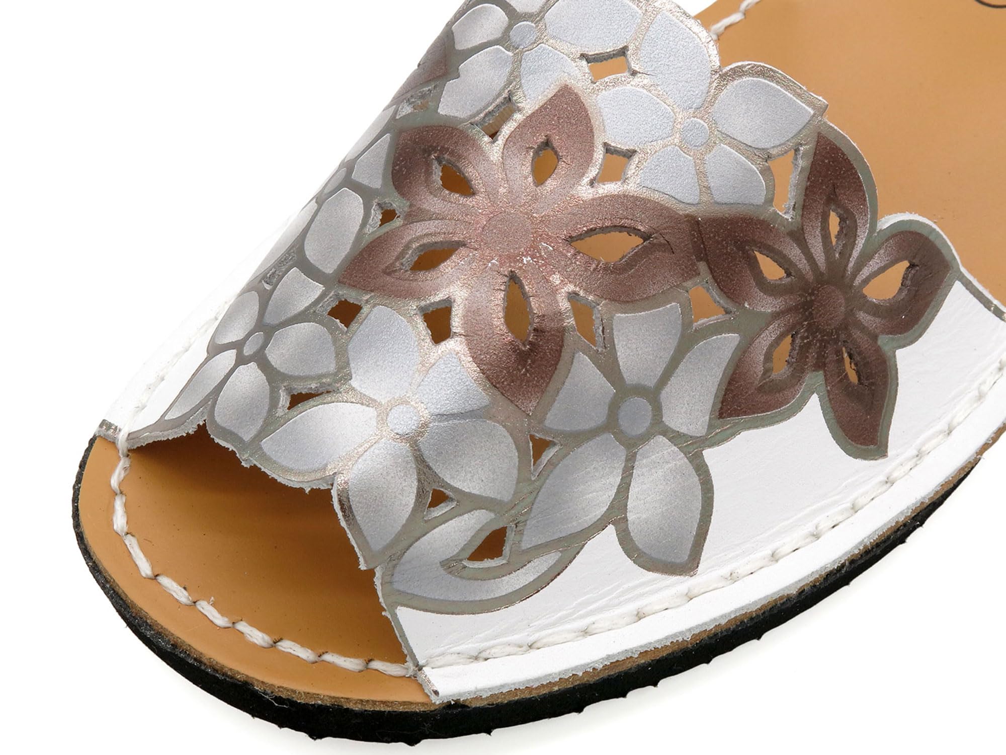 Avarca Mujer Sandalias Cuero Menorquina Tacón Cuña Verano Flores
