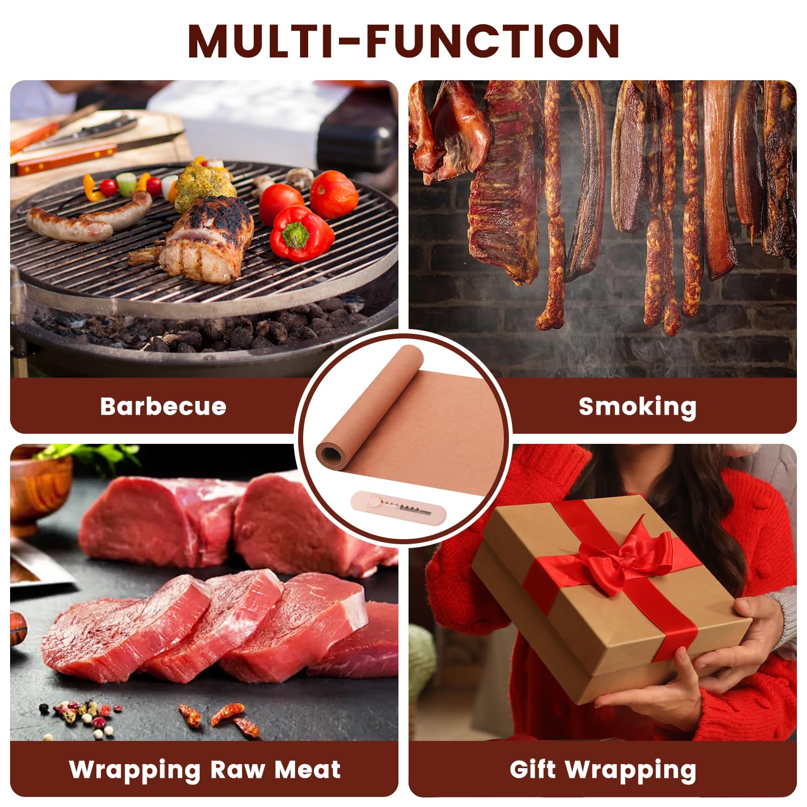 Butcher Paper,30cm*50m Rotolo Di carta Da Macellaio,Rosa Kraft Butcher,Carta Kraft Per Barbecue,Carta kraft Per BBQ Bbq Smoker Grill,Affumicare Carne Di Tutte Le Varietà