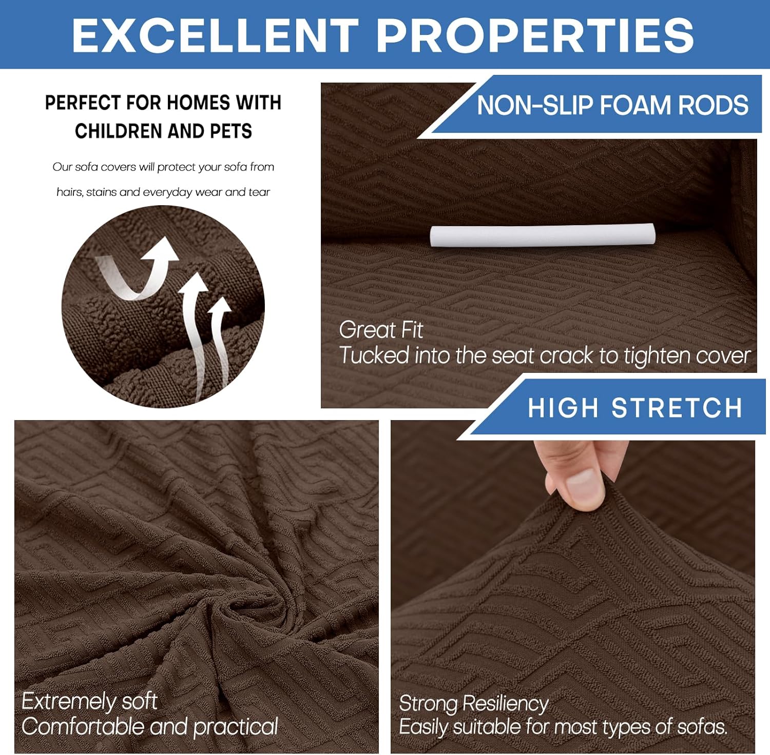 XINEAGE 2026 New Stretch Armchair Covers 1 Piece Chair Slipcovers Chair Protector for Living Room Thick Soft Chair Cover with Elastic Bottom Couch Cover for Pets Kids (31"-46", Coffee)