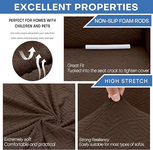 Miniatura 3 de Fundas de sofá de 1 pieza para sofá de 2 cojines, fundas elásticas de alta elasticidad de jacquard para sala de estar, mascotas, perros, sofá