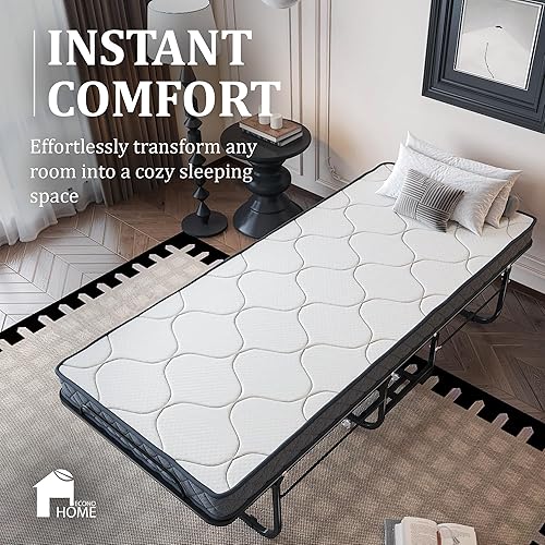 Miniatura 3 de EconoHome Cama plegable de alta calidad con colchón de espuma viscoelástica, marco tamaño cuna de 75 x 31 pulgadas, cama de invitados portátil de