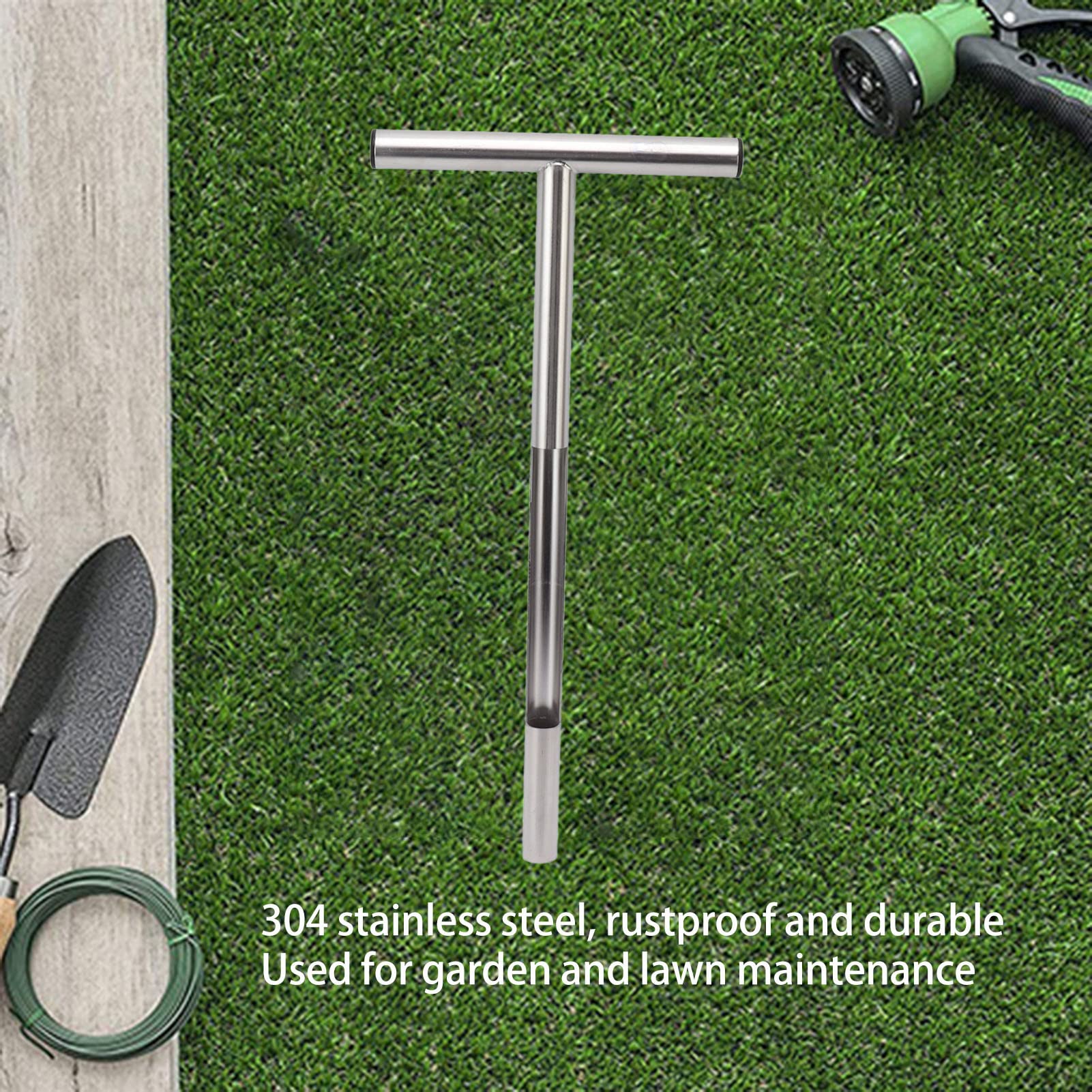 Sonde d'échantillonnage de Sol, Tige de sonde de Sol en Acier Inoxydable 304 avec poignée en T, Outil de carottage pour l'échantillonnage de Sol, Soins des Plantes,