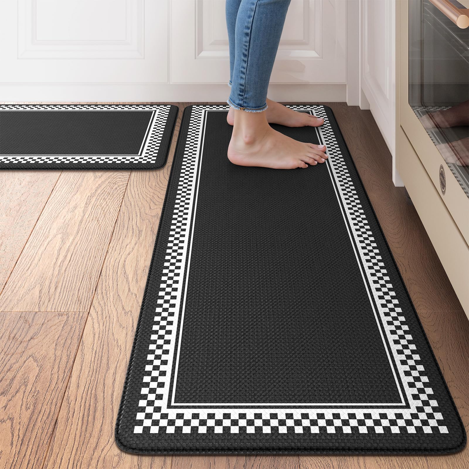 Ailsan Anti Fatigue Mats for Kitchen Floor,Comfort Kitchen Mats for Floor 2 Piece,Memory Foam Kitchen Mat Non Slip,Cushioned Standing Desk Mat for