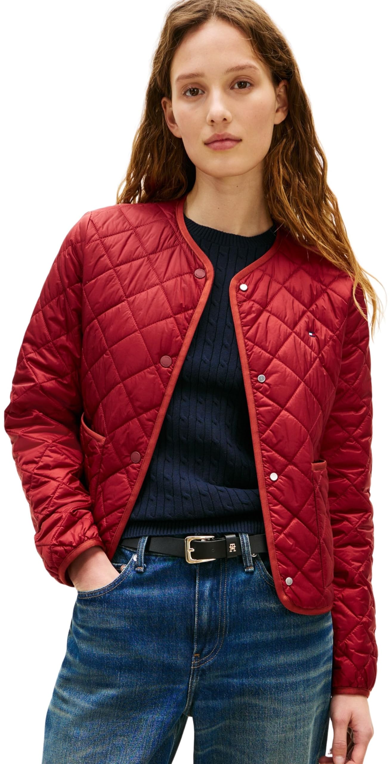 Tommy Hilfiger Women's Red (Liberty Red) Lw Padded Reg Quilted Jacket Ww0ww47290, Red, Xl