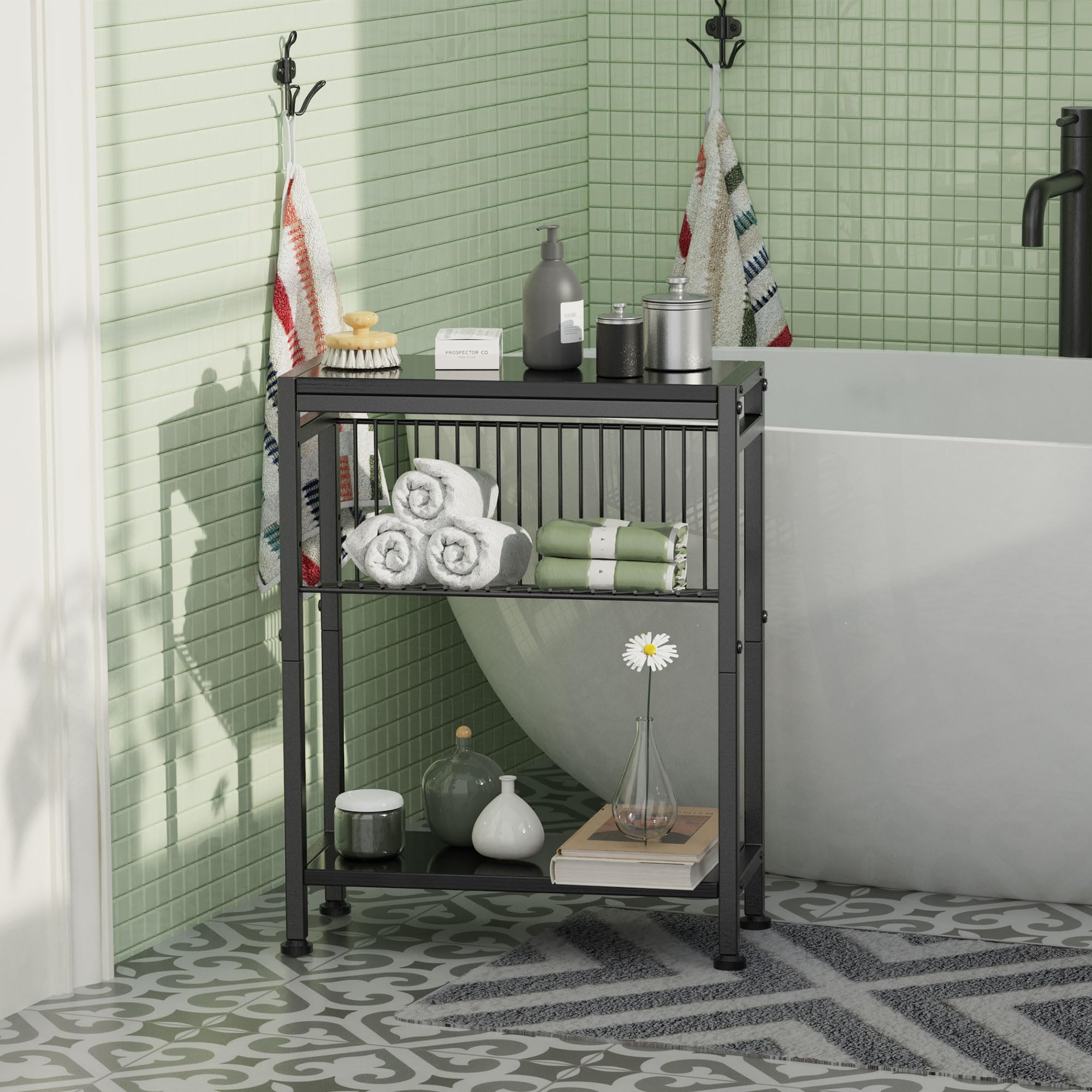 Tavolino laterale stretto, Comodino stretto con spazio di archiviazione tavolino da divano per spazi stretti piccolo tavolo soggiorno camera da letto cucina balcone 18x43x56.5cm