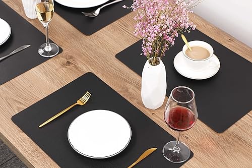 Miniatura 2 de Manteles individuales lavables de cuero, impermeables, resistentes al calor, fáciles de limpiar, para mesa de comedor, juego de mesa de cocina (6,