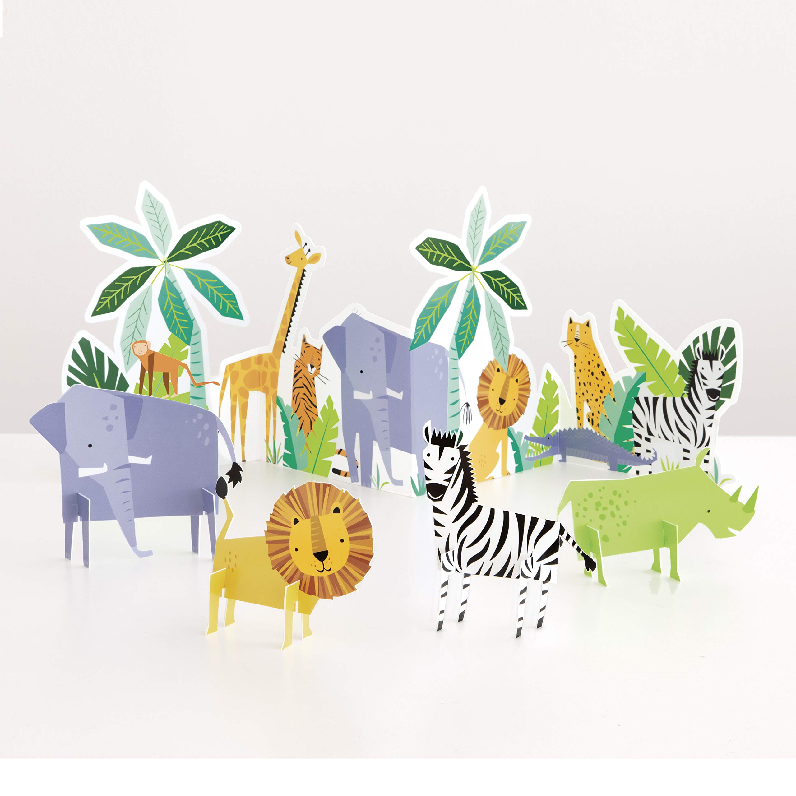 Animal Safari Table Decorating Kit - Assorted Adorable Wildlife Creations, Colorful & Sturdy - Perfect for Kids Parties, Jungle-Themed Events & Memorable Celebrations - 5 Pc
