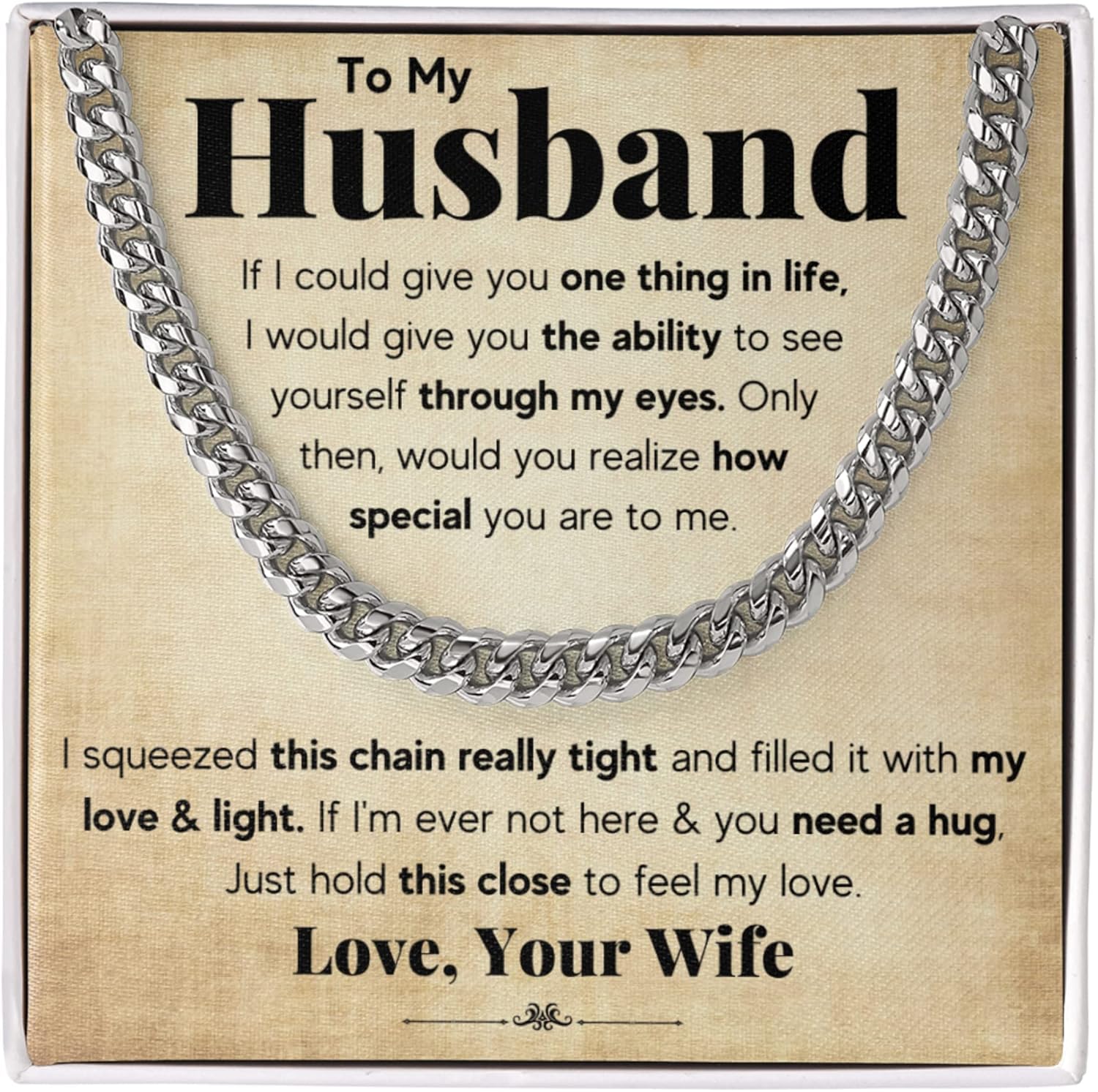I Love You Gifts For Him Husband Boyfriend Sentimental Gifts From Wife Girlfriend To My Man Birthday Gift Ideas Cuban Link Chain Necklace Jewelry For Anniversary Christmas Valentines Day Personalized Present For Men
