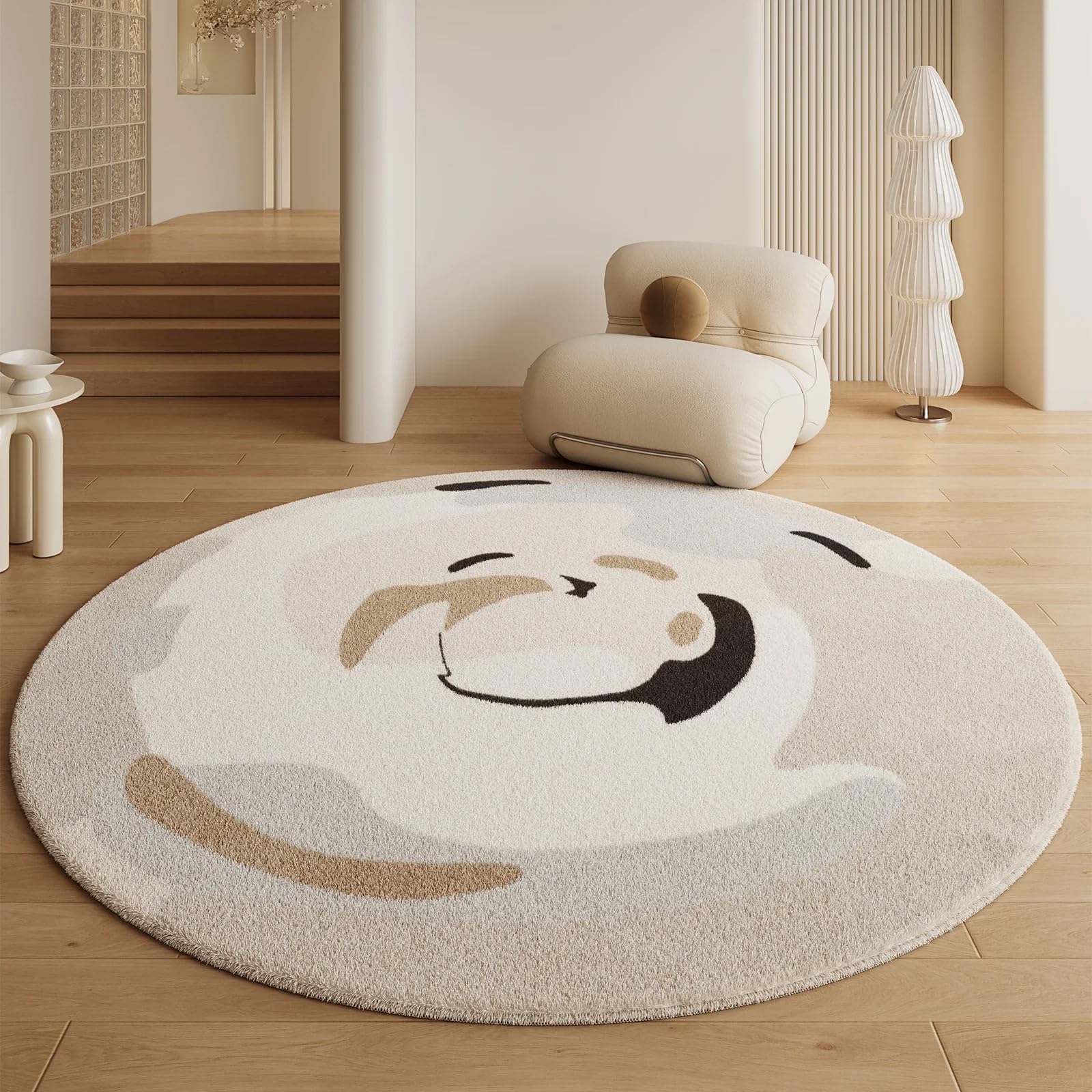 Tapis de salon style crème pour créer un coin coiffeuse douillet et chaleureux chez soi