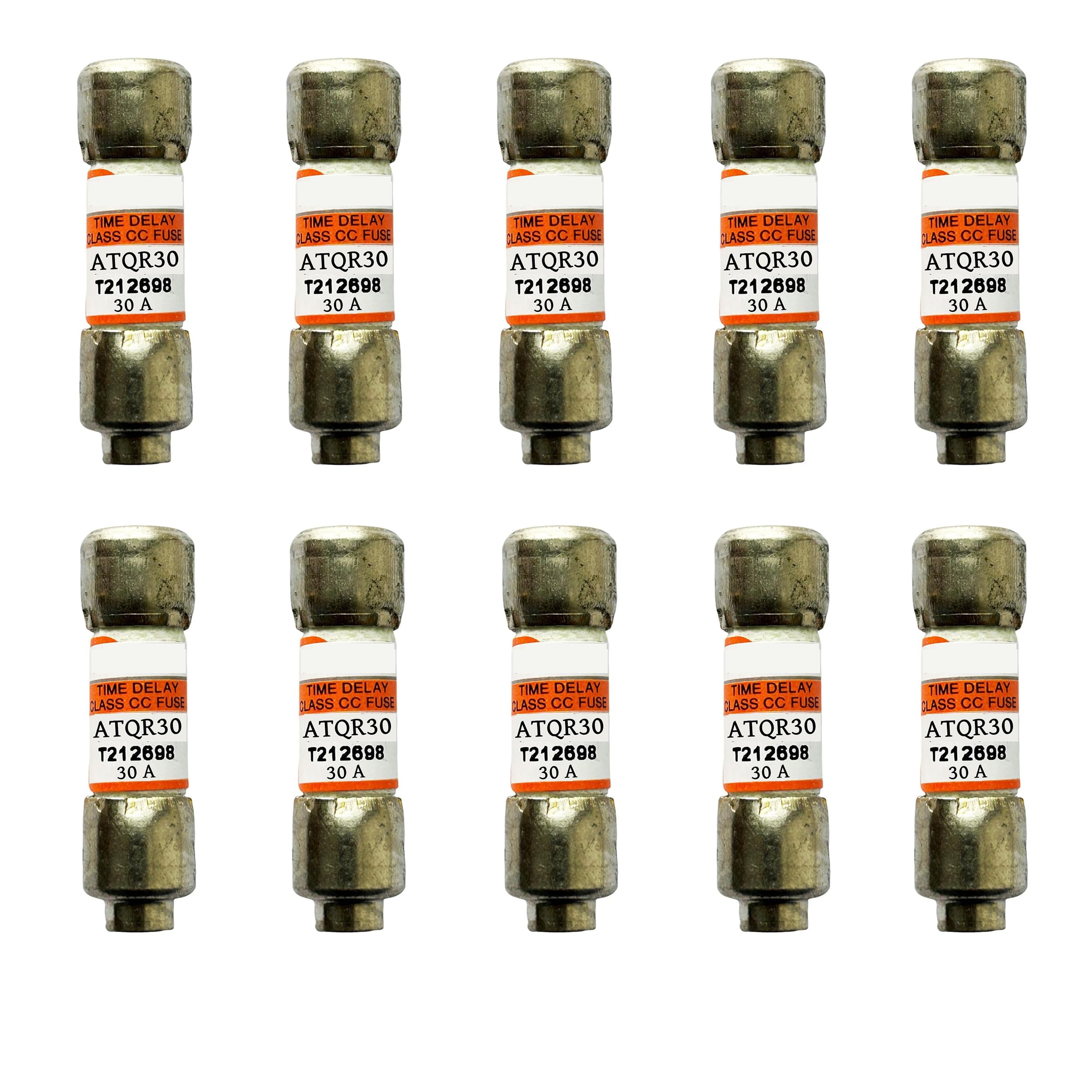 10-Pack New ATQR-30 ATQR30 ATQR-30A 600Vac Time Delay Fuse,ATQR-30A Current Limiting Class CC Rejection Cartridge Fuses