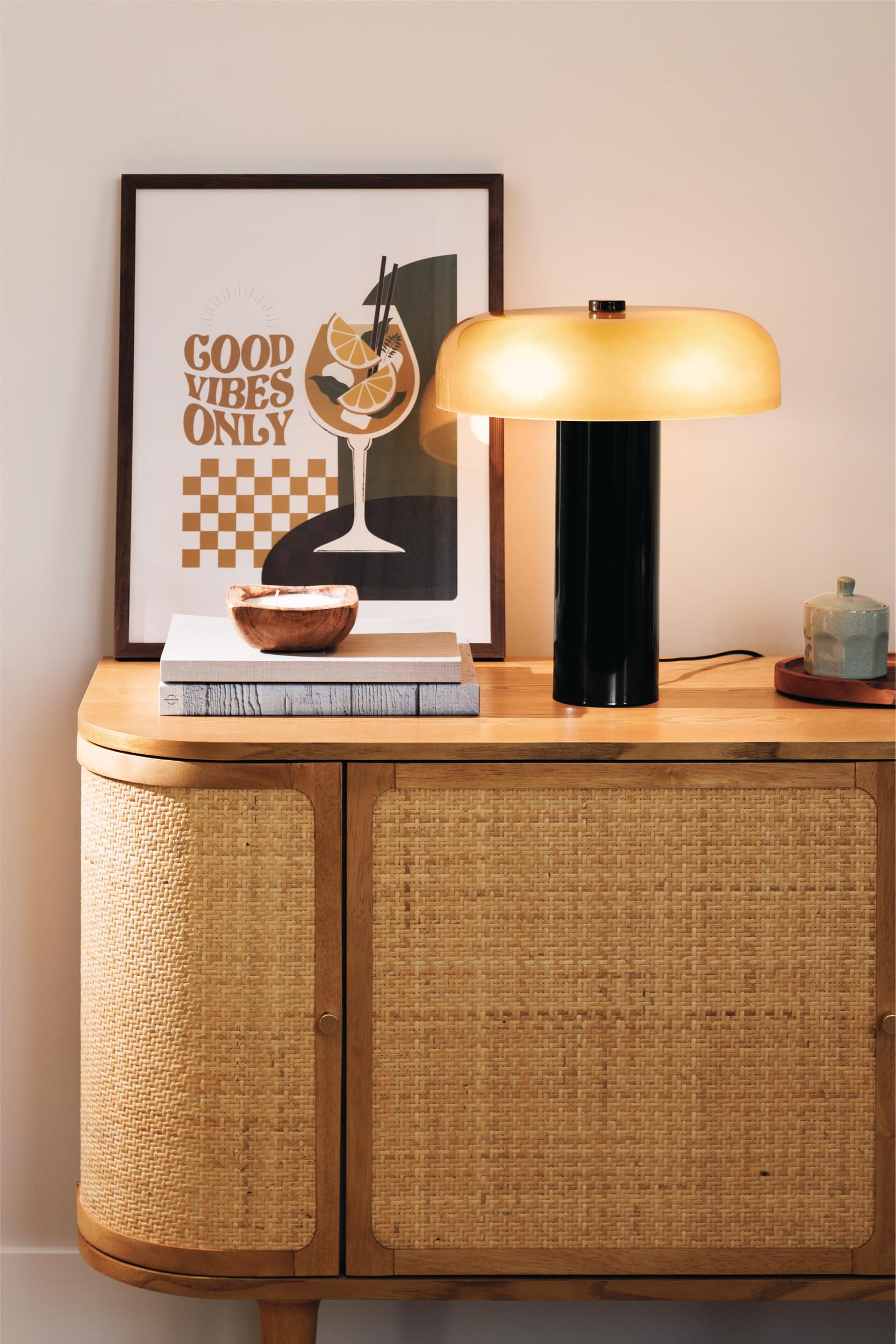 Atmosphera Créateur d'Intérieur Lampe Cylindrique Jody Lampe à Poser Vintage Abat-jour en Verre Inclinable