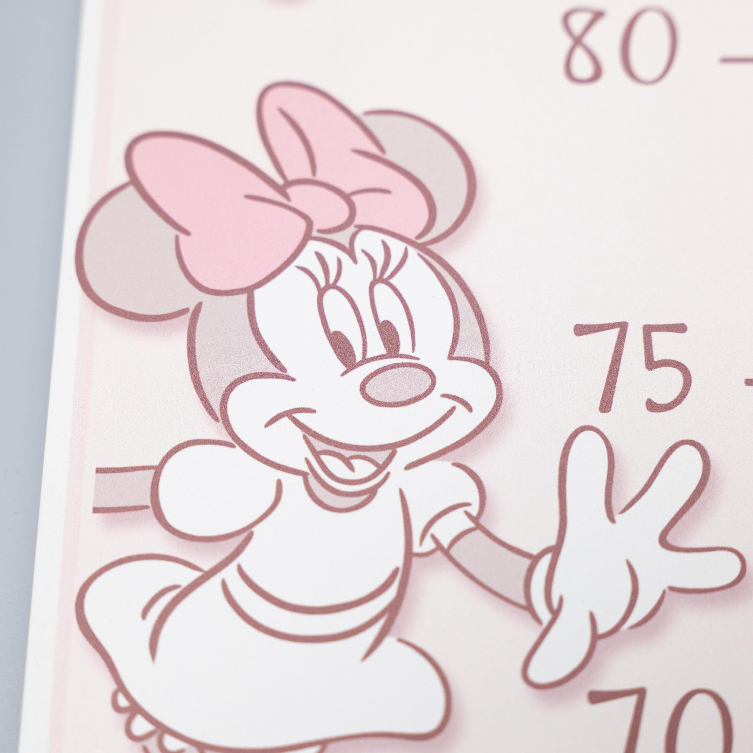 VALENTI & CO. Metro da Parete per Bambini Disney Minnie Rosa 3 Legno Dettagli in Argento 76x11 cm