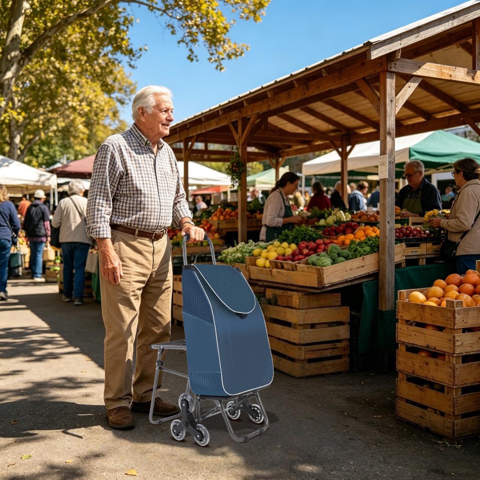Carrito de Compra con Ruedas Bolsa Portátil para Carro Trepador con 3 | Carros Para Alimentos Ancianos Subir Escaleras Supermercado Mercado Lavandería Hogar Coche Autobús