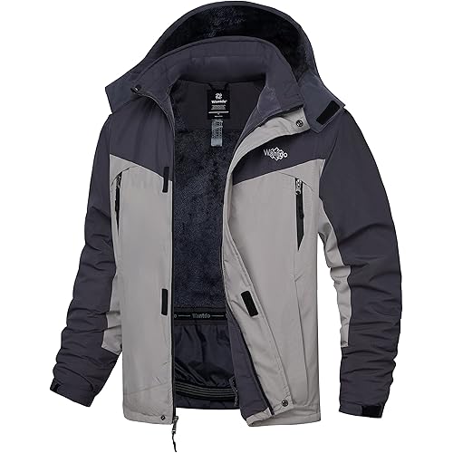 Wantdo Men's Waterproof Snowboarding Jacket Windproof Ski Jackets Winter Snow Coats Warm Fleece Raincoats