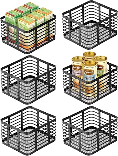 mDesign Carson Collection - Cesta organizadora pequeña de alambre de metal para almacenamiento en cocina, estante de despensa, gabinete, encimera,