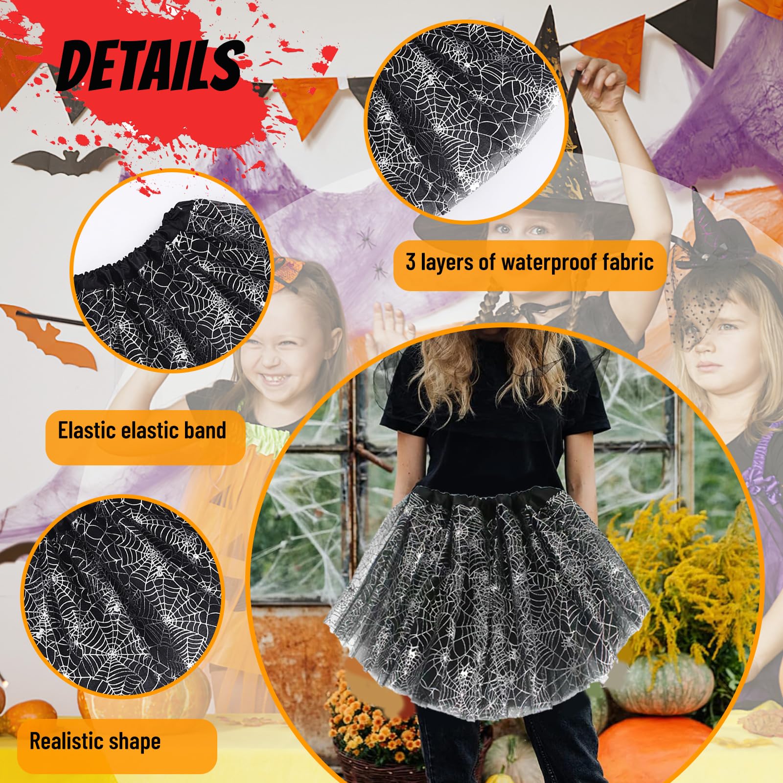 kotwoel Halloween costumes for kids Spider Costume Set for Kids , Includes Tiara, Wand - Image 4