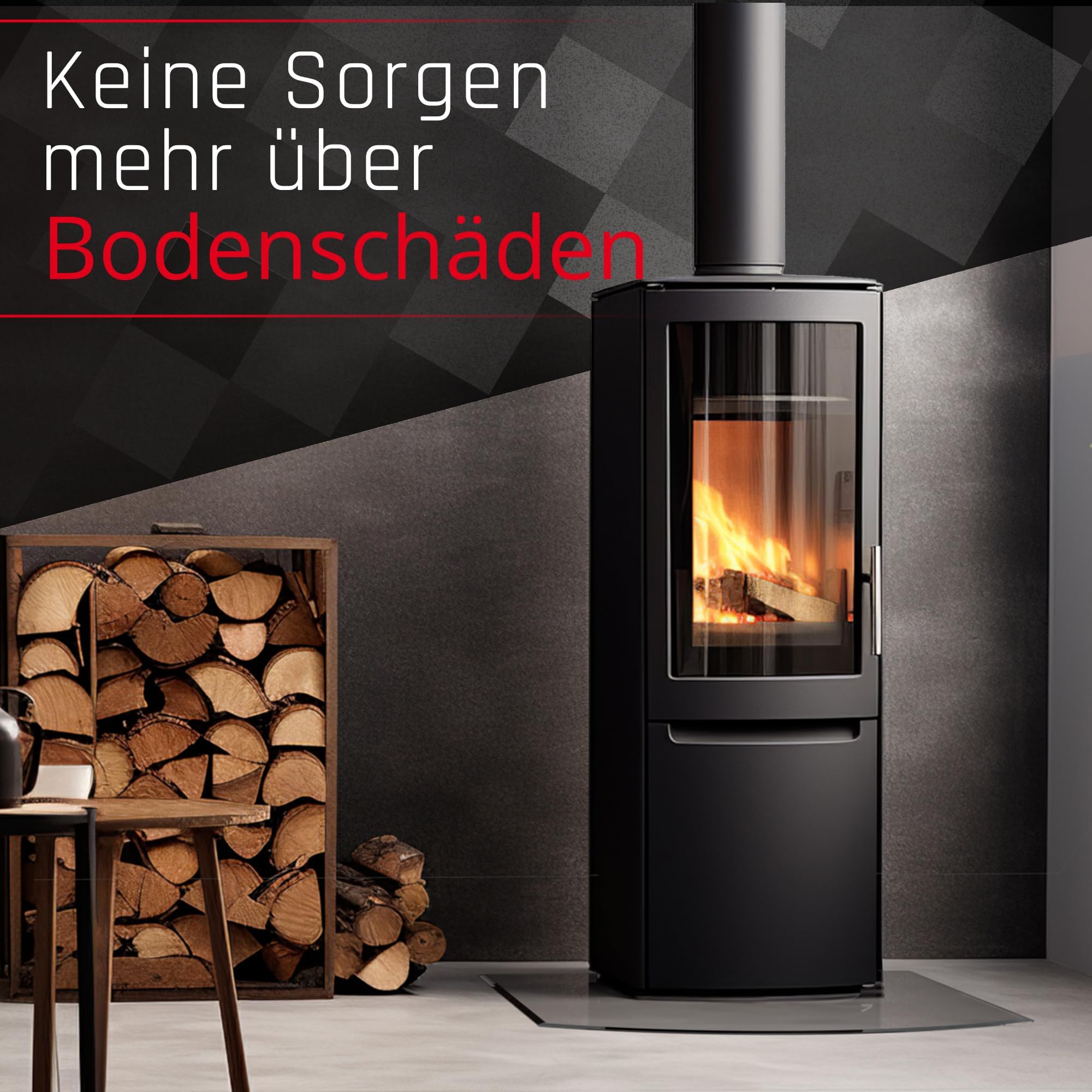 BIJON Funkenschutz-Platte mit Facettenschliff | Glasplatte Kaminofen | Kaminschutz mit ESG Sicherheitsglas | Kamin Zubehör | Kamin Glasplatte | Segmentbogen 120 x 100 cm | 6mm