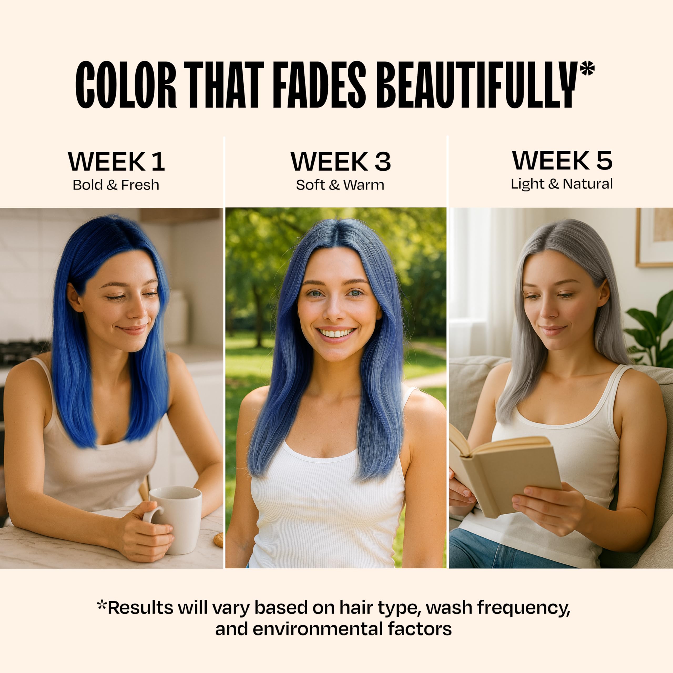Overtone Haarfärbe-Conditioner, semi-permanent, 237 ml, für natürliches und gefärbtes Haar, feuchtigkeitsspendende Sheabutter und Kokosöl, vegan und tierversuchsfrei, extrem blau